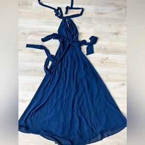 Brand new Lulus halter neck navy blue formal gown